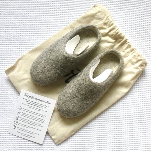 NWT Heather Grey Nootkas Slippers Newport Wool House Shoe 6.5 US / 37 UK - Picture 1 of 10